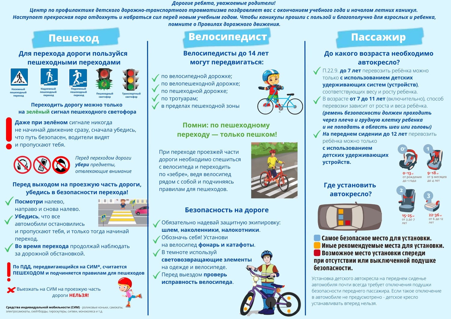 Памятка безопасные каникулы ПДД